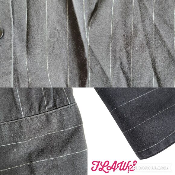 I.N. San Francisco Black Pinstripe Long Sleeve Collared Button Down Blouse Sz M - Picture 5 of 10